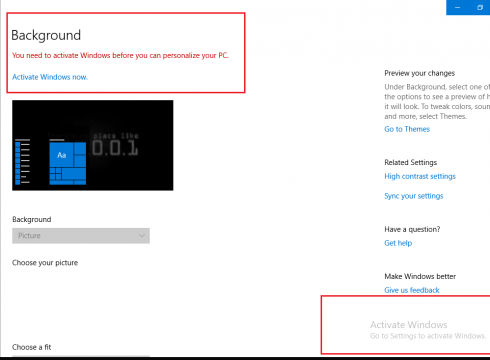 You need to activate Windows before you can personalize your PC: Windows Wallpaper and Lock Screen change