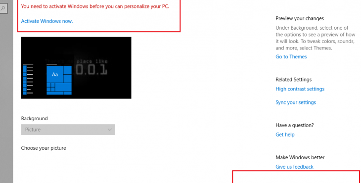You need to activate Windows before you can personalize your PC: Windows Wallpaper and Lock Screen change